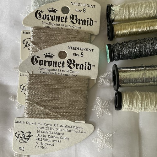 Needlepoint Embroidery Thread Lot of 13 Silver Metallic Rainbow Gallery Kreinik - Picture 3 of 4