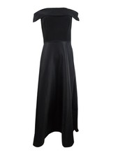 Adrianna Papell Women's Off-The-Shoulder Mikado Gown 6, Black