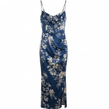 NWT Reformation Marguerite Silk Dress Cyanotype Floral Midi Slip Size 6 Wedding