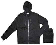 LACOSTE MEN TRACKSUIT SET IN BLACK COLOR FULL ZIP JACKET RELIEF LOGO PRINT