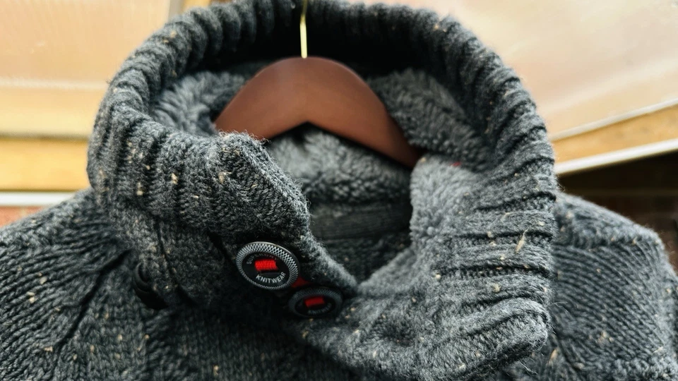 SUPERDRY MEN KNIT MOUNTAIN HOODIE FLEECEWNTER WARM CARDIGAN XXL 2XL - Image 2 of 4