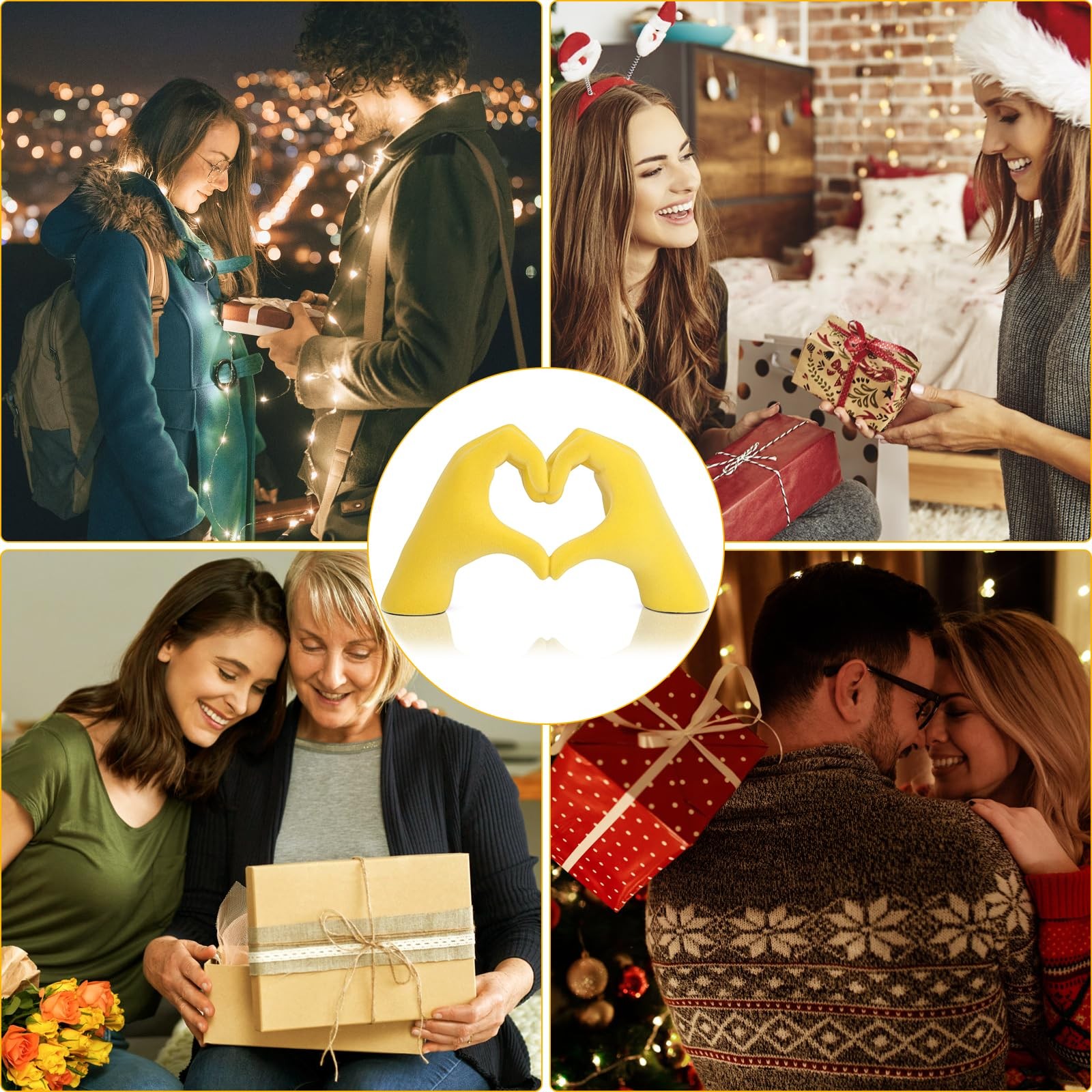 Yellow Heart Hand Sculpture, Heart Hand Statue Home Decor Aesthetics, Suitabl...