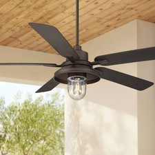 Casa Vieja 60-Inch Journey Bronze Outdoor Ceiling Fan 60" Casa Vieja Ridgeline Bronze Barn LED Outdoor Ceiling Fan