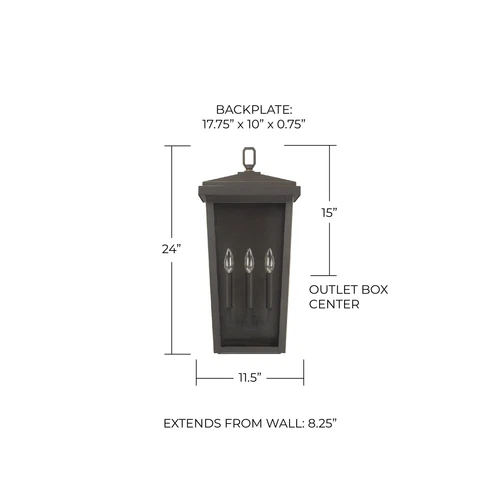 Capital Lighting 926232OZ Donnelly Outdoor Wall Sconce, 3-Light 180 Total Wat... - Picture 2 of 2
