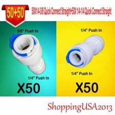 50PCS 1/4"-3/8" Quick Connect Straight 50 Push In Straight Fitting 1/4"-1/4"