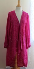 Roman's 20w 1x 2x Fuchsia Beaded Aline Paisley Elegant Cocoon Art-to-wear Jacket
