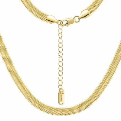 Damen Kette vergoldet Gold 24 Karat Schlangenkette 7 mm Wasserfest K6060D - Bild 1 von 4