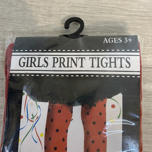 Childs Red and Black Polka Dot Halloween tights Costume NEW Age 3+ Ladybug - Picture 3 of 5