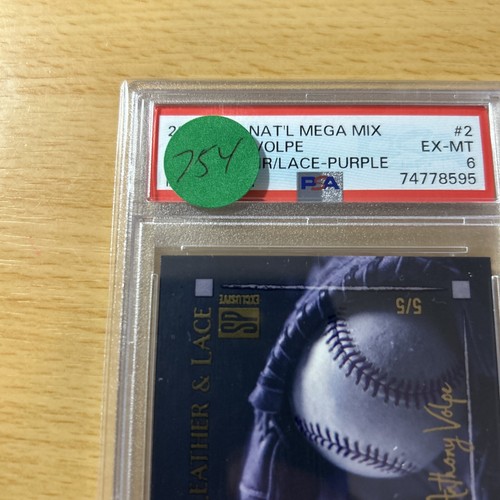 2022 Wild Card Matte Mega Mix Leather & Lace Purple 5/5 Anthony Volpe PSA 6 - Picture 5 of 5