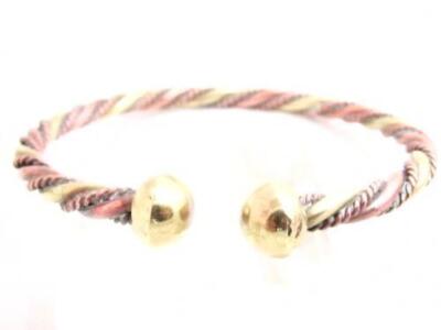 Vintage Detailed Braided Copper & Brass Golden Cuff Bangle Bracelet
