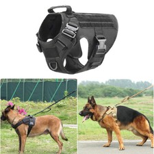 Tactical Dog Harness Vest Military Working Training Loop Panels w/Leash For Dogs