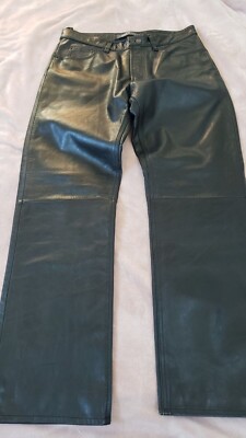 GAP #83 Black Leather Pants 34x30 RockStar Biker Styled  like 50's Iconic jeans