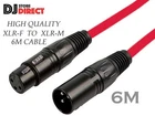 QTX 6M QUALITY Male - Female 3PIN XLR Microphone LEAD - RED (190.103) - FREE P&P