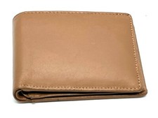 Tan RFID Blocking Premium Leather Center Flap Credit Card ID Holder