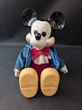 Vintage Walt Disney Musical Mickey Mouse 10" Key Wind Up Doll No Sound