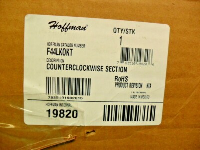  Hoffman Wireway F44LK0KT CCW Counter clockwise Section nib 19820 