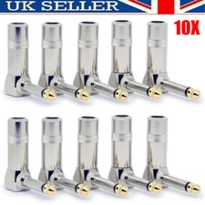 10Pcs 1/4 in Jack Plugs Guitar Cable End Connectors Right Angle Mono Plug