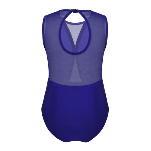 UK Kids Girls Mesh Keyhole Back Ballet Dance Gymnastics Leotard Jumpsuit Costume - Picture 16 of 38