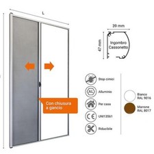 Zanzariera a Rullo Orizzontale Riducibile in Alluminio Bianca Marrone 150x250 cm