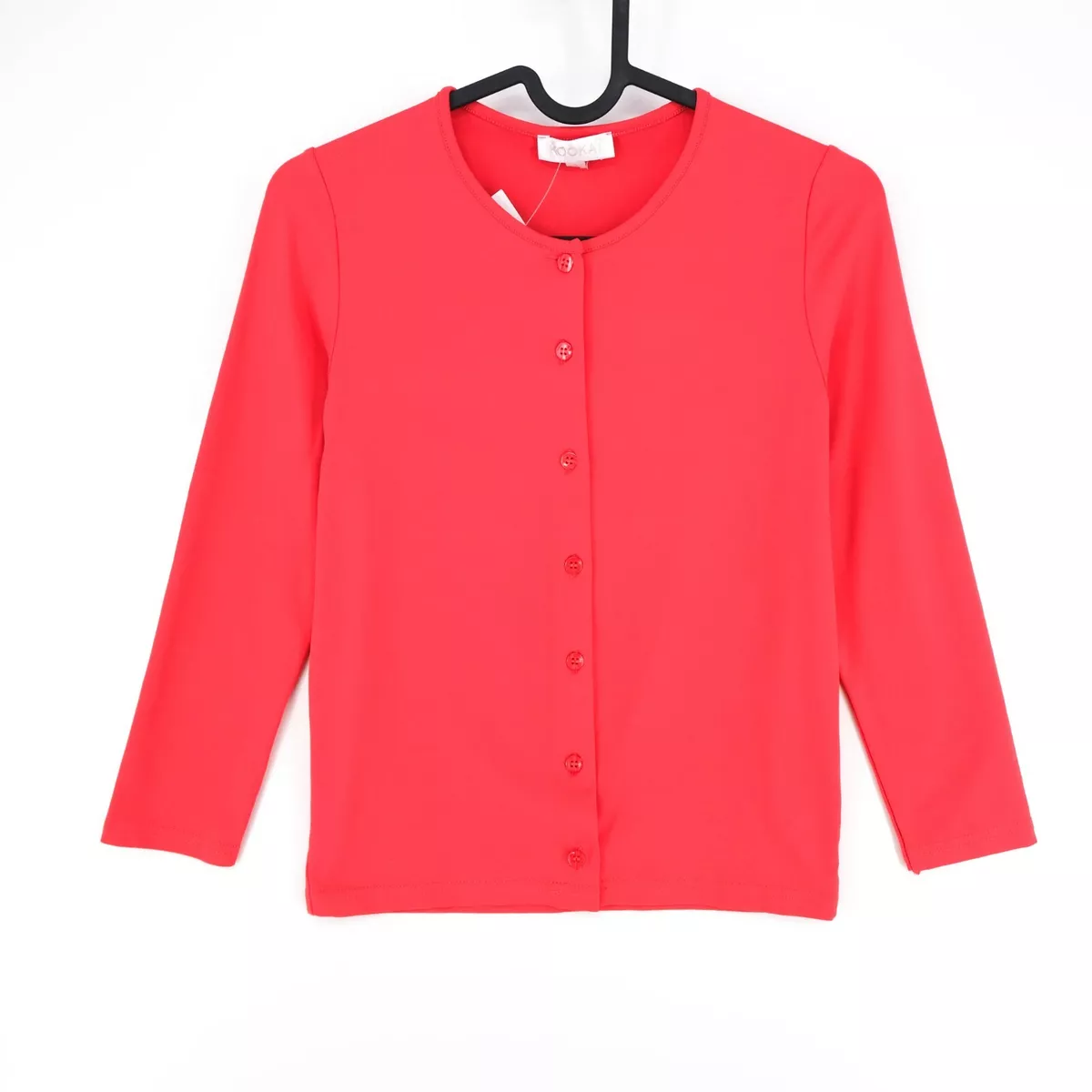 KOOKAI Red Crew Neck Cardigan Sweater Pullover Size 2 EU 40 42 L