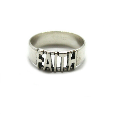 Echt Sterling Silber Ring Band GLAUBE massiv gepunzt 925