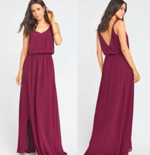 Women's NWT Show Me Your MUMU Kendall Merlot Chiffon Maxi Dress  Size XL $168