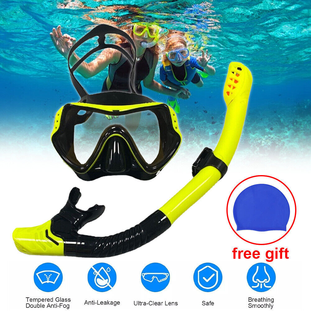 Adult Tempered Glass Diving Set Scuba Anti-Fog Goggles and Snorkeling Mask Tube