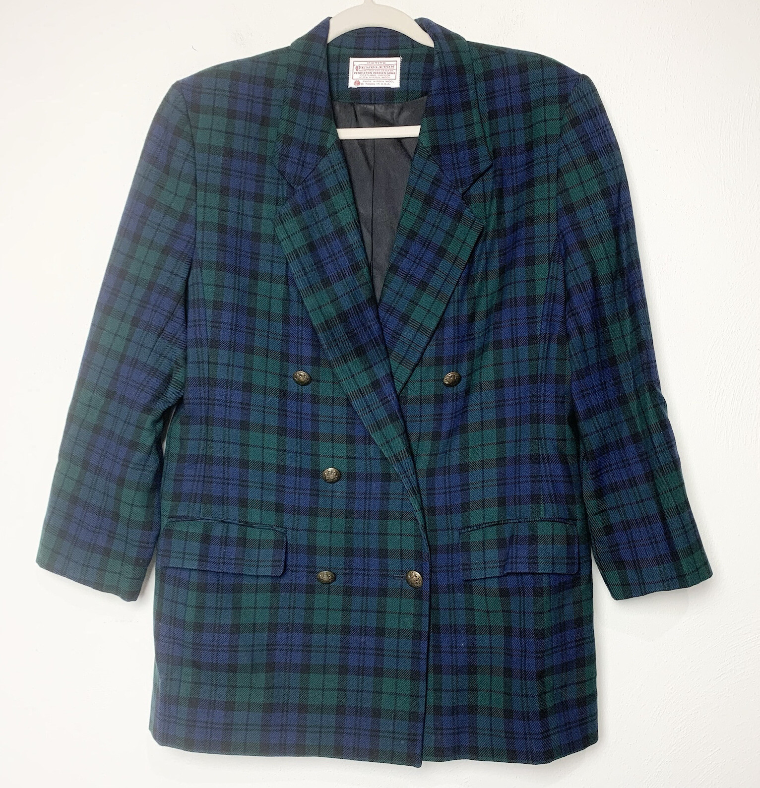 VTG Womens Pendleton Blackwatch Plaid Blazer Doub… - image 1