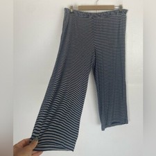 Soma Women's Pull On Lounge Pajama Pants Sz M Stripes Blue White Side Pockets