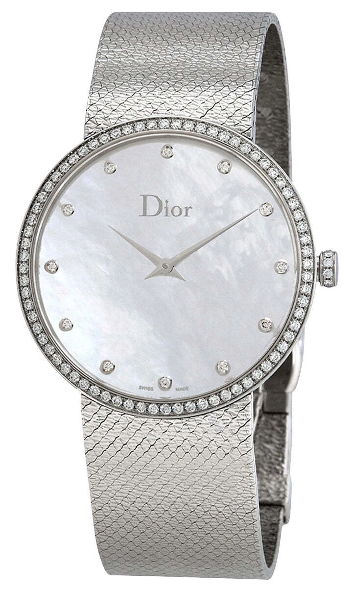 Montre femme Dior La D de Dior acier satiné nacre diamants CD043115M001