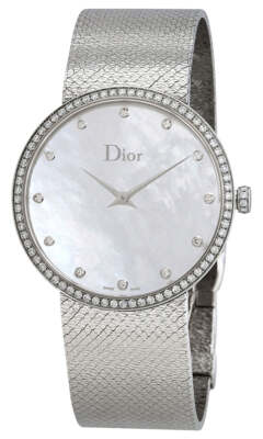 Dior La D de Dior Satine Stahl Perlmutt Diamanten Damenuhr CD043115M001