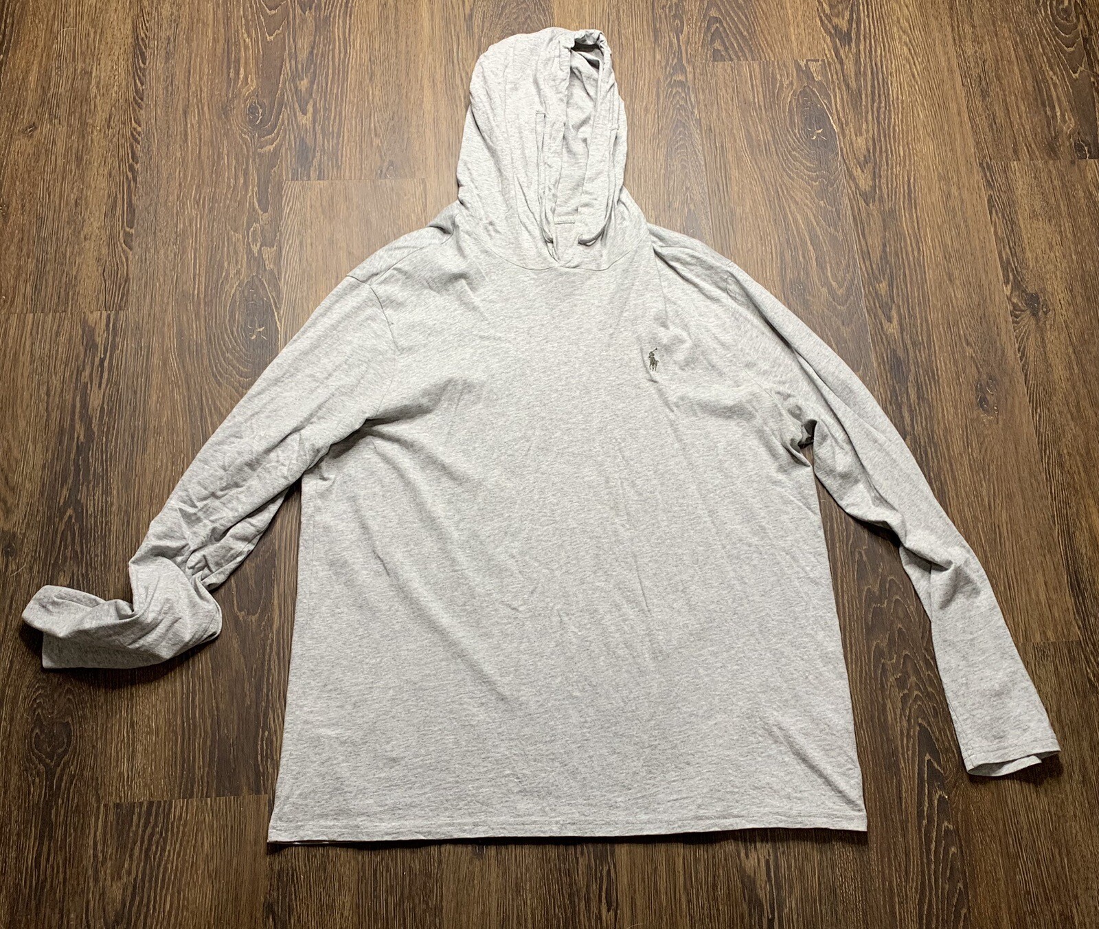 Polo Ralph Lauren Felpa con Cappuccio T Shirt Leggera Grigio Erica Pony Taglia XL