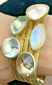 Authentic Beautiful Byzantine Style Sterling Silver/Gold Plated Cuff With Gemstones