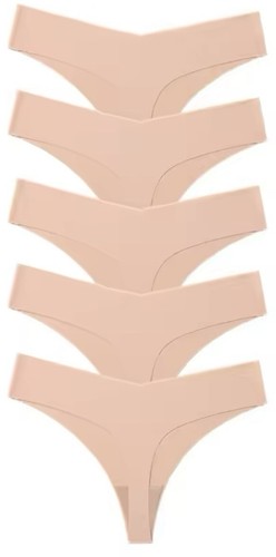 5 Pack Women Seamless Brazilian Style Panties Soft Stretch Thong. Tan Size L - Picture 2 of 5