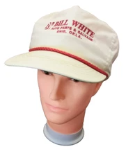 Vintage Off-White Bill White Auto Parts Salvage Enid OK Hat Cap with Cinch Strap