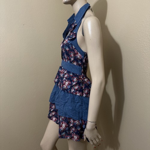 Women’s Blue Floral Cotton Casual Summer Open Button Zip Size M Sundress Tunic - Picture 16 of 22