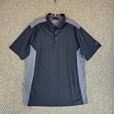 Nike Golf Shirt Mens XL Short Sleeve Polo Dri Fit Vented Black / Gray