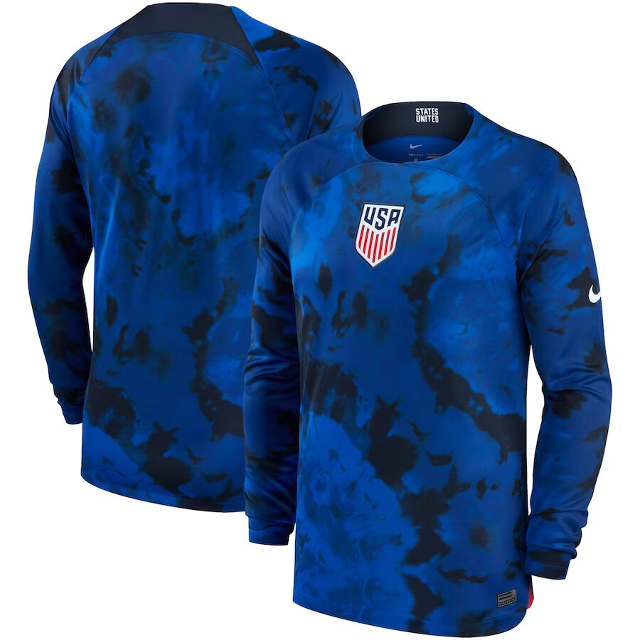 Nike Official Men's USA USMNT Away Jersey Long Sleeve 2022 - Bold Blue/Black