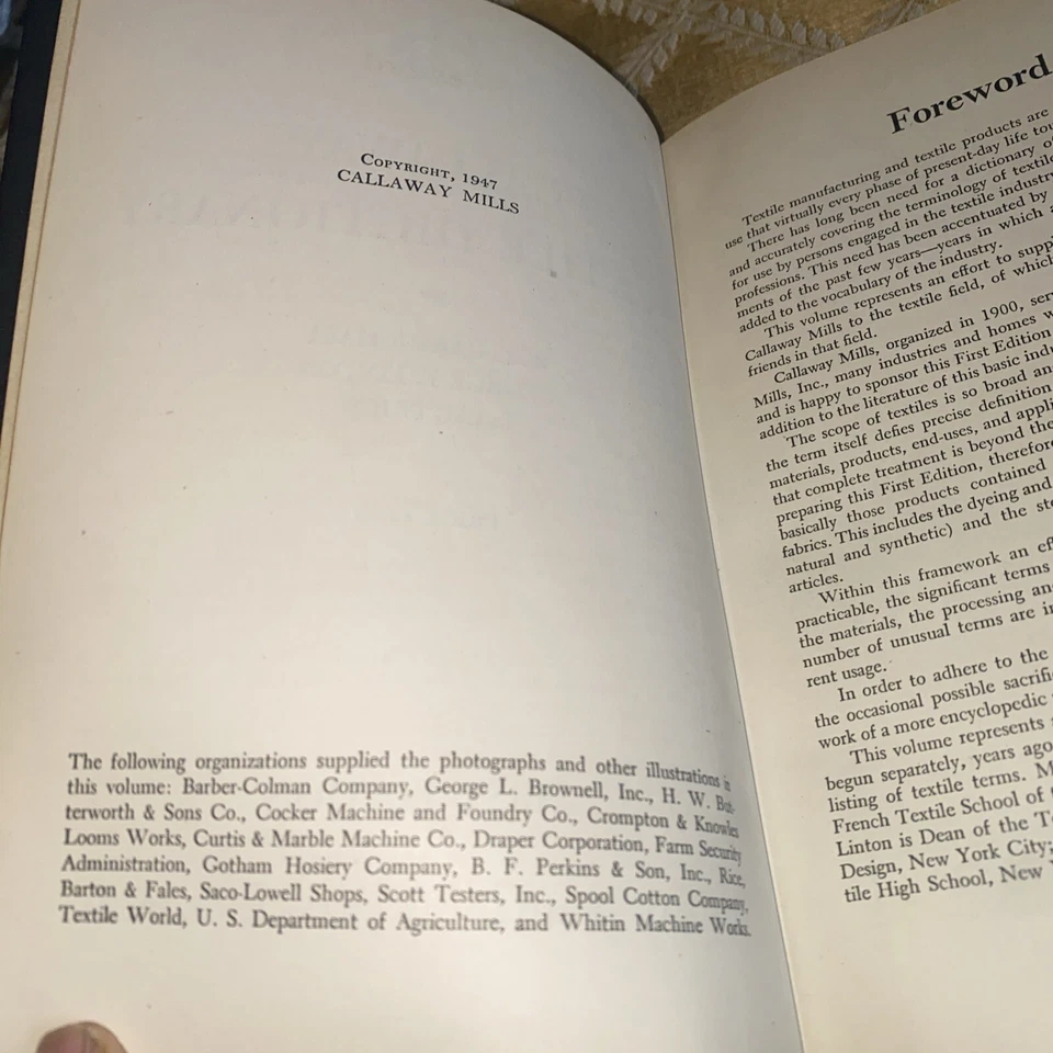 Callaway Textile Dictionary First Edition 1947 John Abood - Image 3 of 4