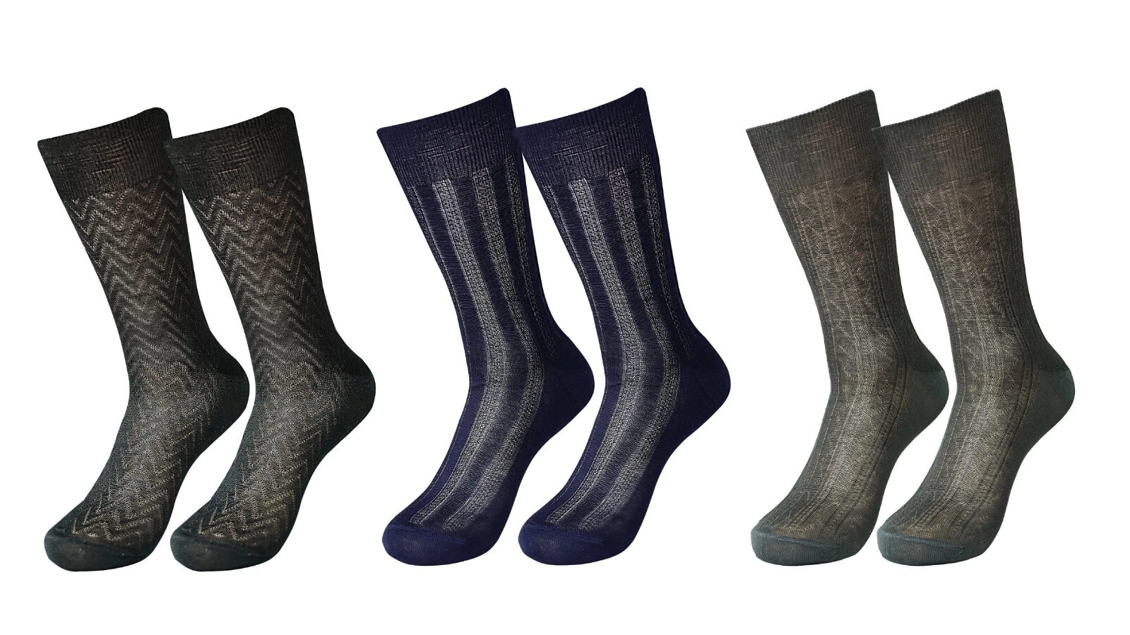 100% "Filo di Scozia" COTTON Men's Dress Socks. 3-PACK Box. Made in ITALY.