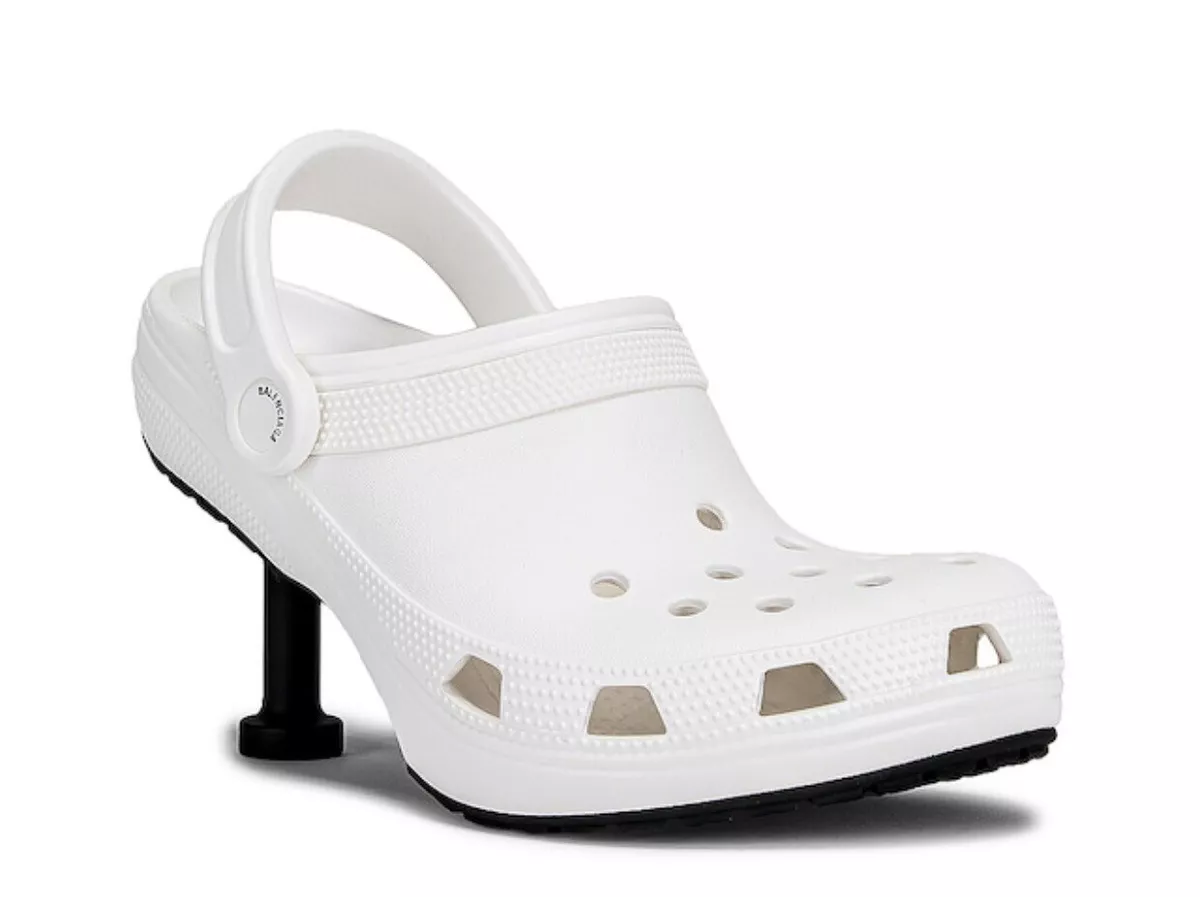 NEW Balenciaga Crocs Collab Heeled Sandals Mules Women Shoes SZ 38 (WHITE)