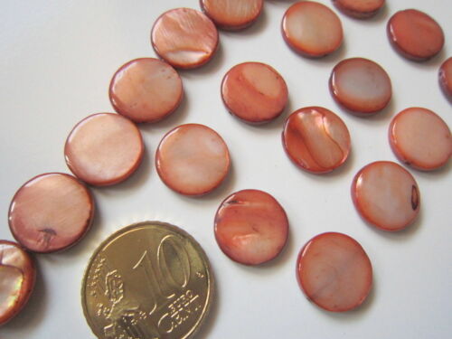 Perlas concha natural botón 12,5 mm X 15 UNIDADES marrón siena abalorios - Imagen 1 de 3