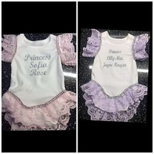 Romany Spanish Bling Baby Girls’ Personalised Frilly Bodysuit Any Size *Gift*