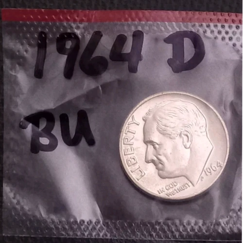 1964-D 10C Roosevelt Dime BU M/S 90% Silver