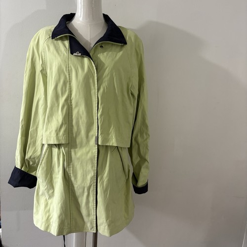 Liz Claiborne grün Damen L Full Zip/Button Down Fleece Regen Mantel Jacke weich