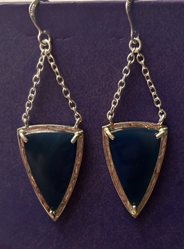 Studio Barse sterling silver overlay bronze blue Agate dangle earrings - Picture 9 of 9