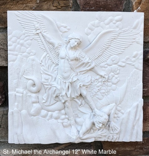 Historical religious Mythological St. Michael the Archangel wall angel 12" art - Picture 5 of 7