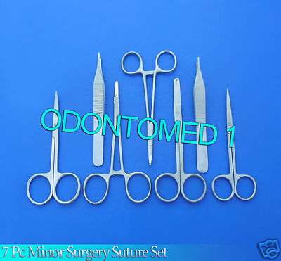 7 INSTRUMENTS MINOR SURGERY SUTURE SET FORCEPS DS-696