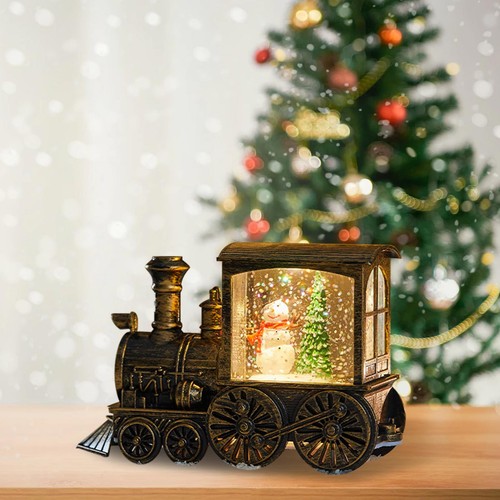 Christmas Train Snow Globe Lighted Glitter Snow Globe Battery Ornaments - Picture 5 of 11