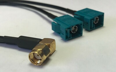 RP-SMA Male Angle to 2X Fakra Z Female RG174 Coaxial Cable Splitter Pick Length